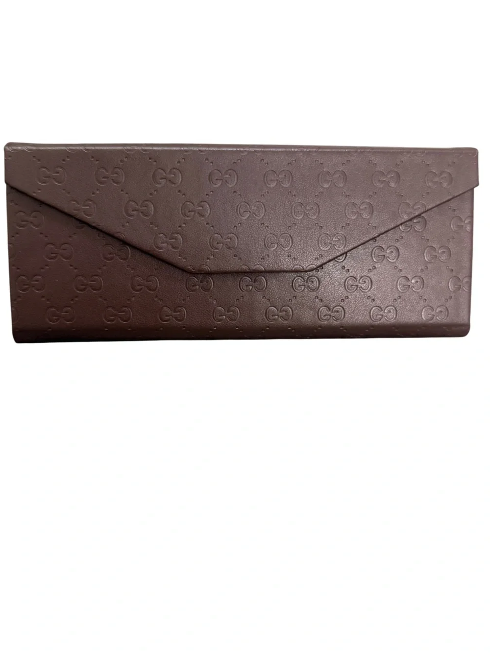 Gucci Dark Brown Embossed Sunglasses Glasses Case with Soft Pouch & Box